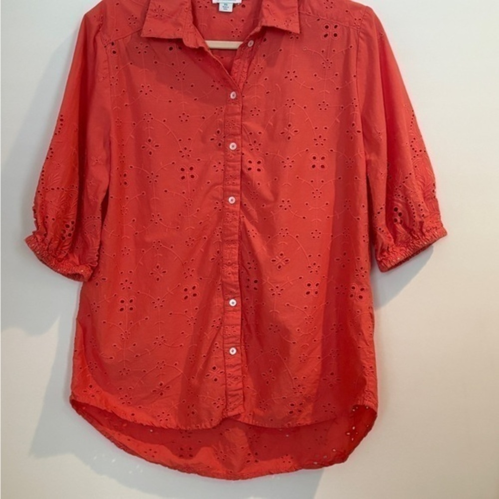 Sundance Corsica Eyelet Button-Front Blouse Size XS